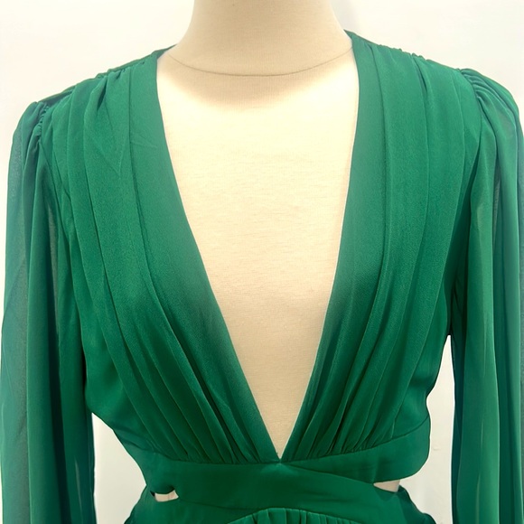 HUNTER GREEN MAXI DRESS, SIZE LARGE,LINED, DOUBLE SPLIT - Picture 6 of 9